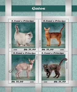 St Thomas - 2018 Cat Breeds - 4 Stamp Sheet - ST18509a