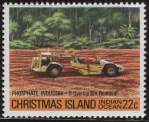 Christmas Island 100 (mh) 22c phosphate industry: overburden removal (1980)