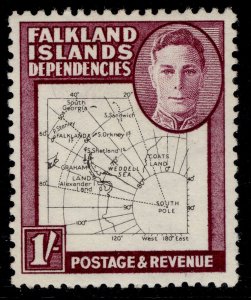 FALKLAND ISLANDS - Dependencies GVI SG G16, 1s black & purple, M MINT. Cat £26.