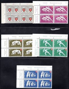 SWITZERLAND 1950-1954 SCOTT # B191-B195 B201-B205 B235-B241 BLOCKS OF 4 MINT NH