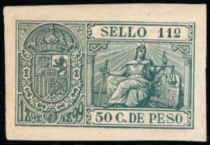 1898-1899 Spanish West Indies Revenue Sello 11 50 C. de Peso Document Stamp