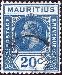 MAURITIUS 1932 KGV 20 Cents Prussian Blue Die I SG235 FU