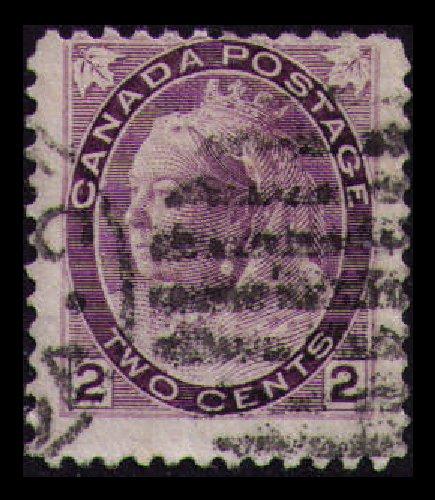 CANADA 1898 QUEEN VICTORI VINTAGE 2c PURPLE #76 FINE USED (V781)