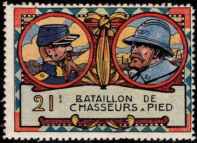 1914 WW One France Delandre Poster Stamp 21st Infantry Battalion on ...