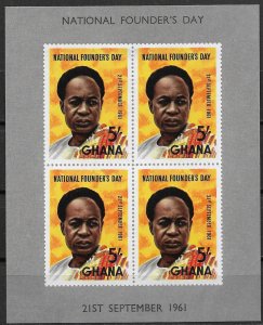 1961 Ghana #106a  5sh National founders Day/ Kwame Nkrumah MNH S/S
