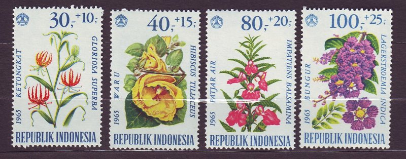 J22780 JLstamps 1965 indonesia set mh #b191-4 flowers