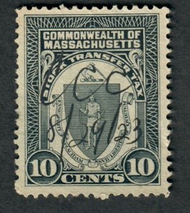 Massachusetts 10 cent Stock Transfer used State Revenue single