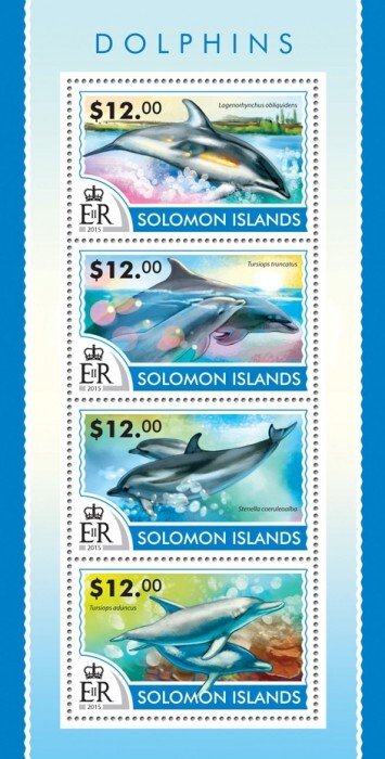 SOLOMON IS. - 2015 - Dolphins - Perf 4v Sheet -Mint Never Hinged