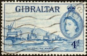 Gibraltar 138 - Used - 4p Coaling Wharf (1953)  (cv $3.50)