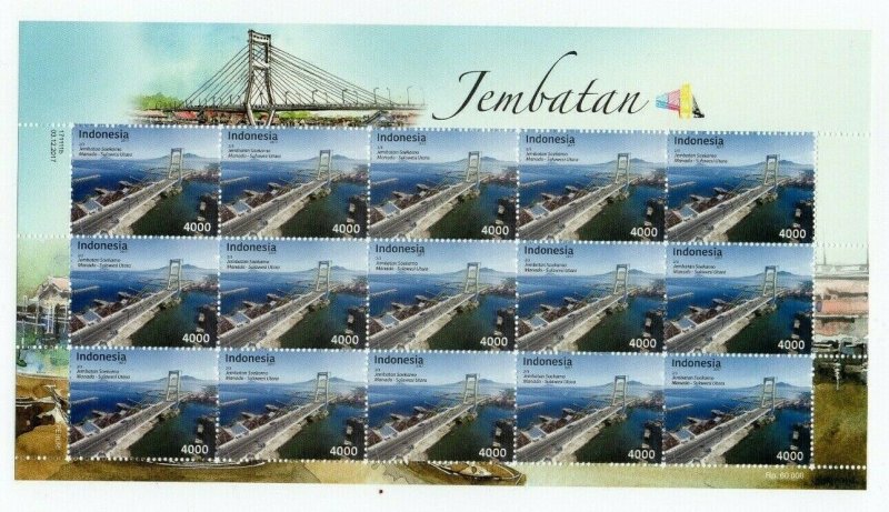 Indonesia Indonesie 2017, New Stamp Full Sheet, Bridge Jembatan Soekarno Manado