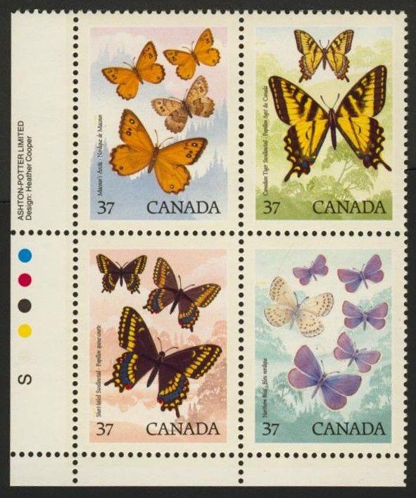 Canada 1213a BL Plate Block MNH Butterflies