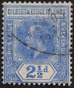 GILBERT & ELLICE ISLAND 1916 KGV 2½d Bright Blue SG15 Used