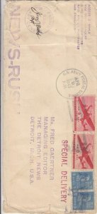 1943, APO 800, War Correspondent, 2 X 5c Prexies, See Remark (M4800)