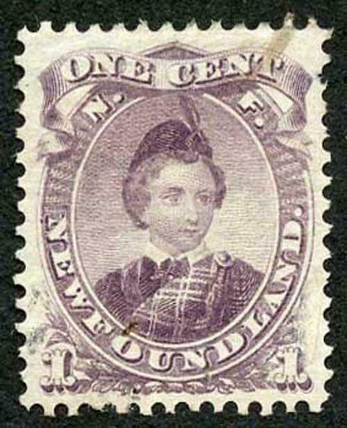 Newfoundland SG34 1868 1c Dull Purple Die 1 fine used