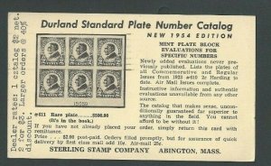 1954 Abington MA Sterling Stamp Co Sells Durland (Famous) Standard Plate Number-
