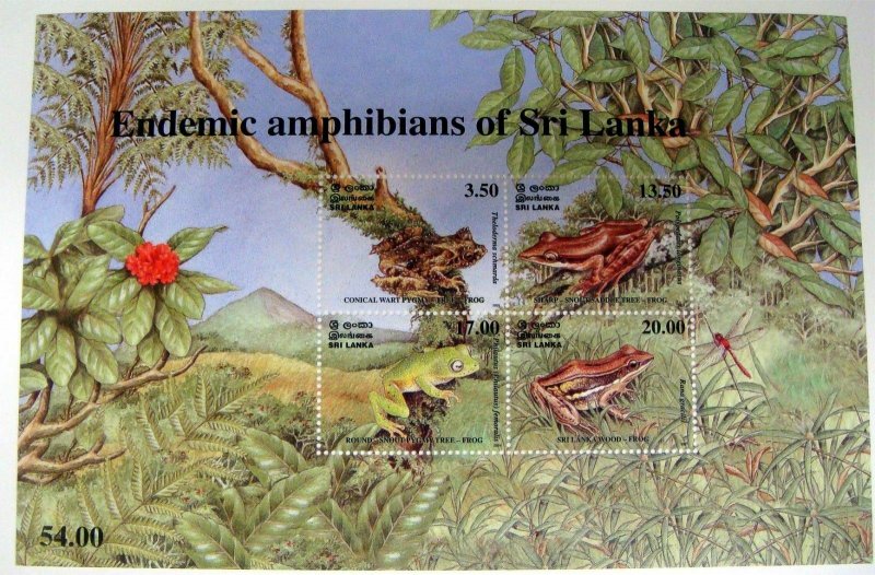 2001 MNH AMPHIBIANS OF SRI LANKA (4 FROGS) - SCOTT #1367A  STAMPS SHEET -NATURE