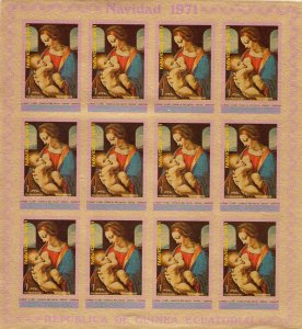 Equatorial Guinea 1972 DA VINCI FAMOUS PAINTINGS Sheetlet (12v) IMPERFORATED MNH