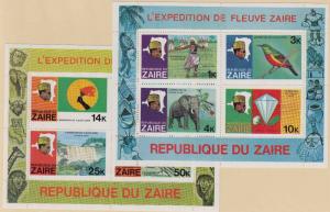 ZAIRE MNH Scott # 905a, 909a Zaire River Expedition (2 Sheets)