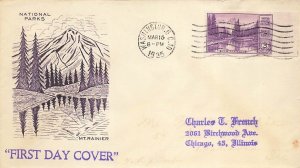 758 3c MT. RAINIER - FARLEY IMPERF - Grimsland