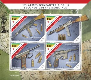 WW2 WWII Military Stamps Togo 2019 MNH Infantry Weapons Guns 4v M/S