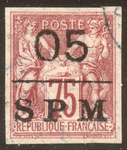 ST. PIERRE & MIQUELON #5 Used - 1885 05c on 75c Surcharge