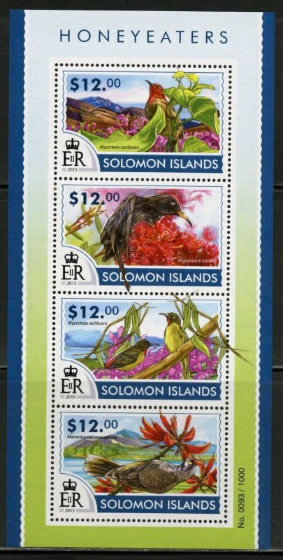SOLOMON ISLANDS 2015 HONEYEATERS SHEET   MINT NH