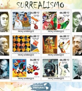 Mozambique 2011 MNH-Surrealism (Frida Kahlo,Max Ernst).Mi 5198-5203,Scott 2434