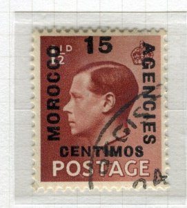 MOROCCO AGENCIES; 1936 Ed VIII surcharged issue used hinged 15c. MINOR VARIETY