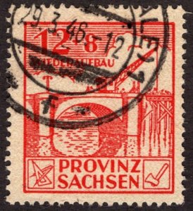 1946, Germany, East Saxony 12+8pf, Used, Sc 13NB2