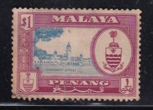 Malaya Penang 1960 Sc 64 $1 Used