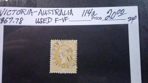 Victoria - Australia 1867-1878 Scott# 114a USED F-VF Date Cancel