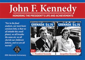 Grenada- Pres. John F. Kennedy 50th Memorial Ann. Stamp- Souvenir Sheet MNH