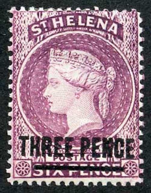 St Helena SG42 3d Deep Reddish Lilac wmk Crown CA M/Mint