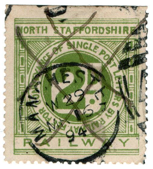 (I.B) North Staffordshire Railway : Letter Stamp 2d (Manchester)