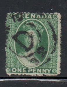 Grenada Sc 6 1864 1d green Victoria stamp used