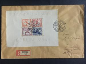 1936 Dresden Germany Olympics Souvenir Sheet Cover to Innsbruck # B91 Oversize