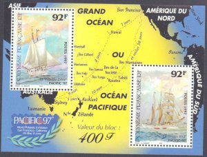 French Polynesia #706a, 706b, Complete Set(2), 1997, Ships, Never Hinged