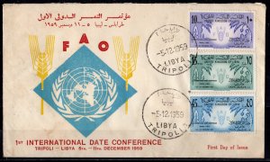 Libya 1959 Sc#183/185 PALMS/DATES FAO (UN) CONGRESS Set (3) FDC