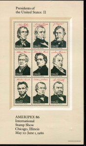 USA SC# 2216-9 Presidents of USA sheets MNH