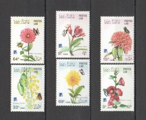 B0503 1988 Laos Flora & Fauna Butterflies Flowers 1Set Mnh