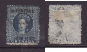 Grenada-Sc#10- id9-used 4 pence QV-thinned-1881-