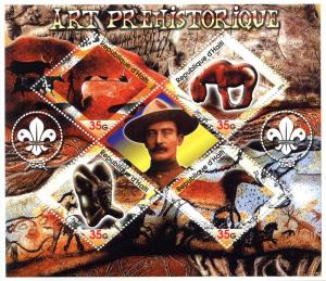 HAITI SHEET MNH BADEN POWELL SCOUTS PREHISTORIC SCULPTURES