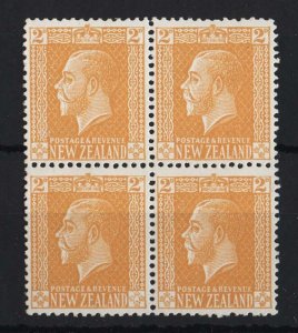 New Zealand 1915 2d dull yellow Jones paper p14x15 sg442 very fine mint block