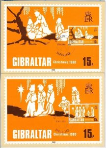 57247 - GIBRALTAR - POSTAL HISTORY: set of 2 MAXIMUM CARD 1980 - religion-