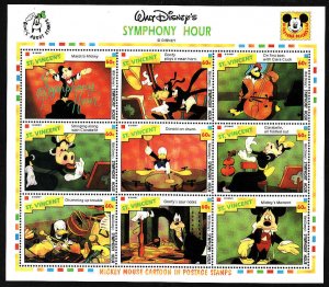 Disney-St Vincent-Sc#1787-unused NH sheet-Mickey Mouse-Symphony Hour-1992-