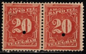 1881 US Scott #- 1T6 20 Cents American Rapid Telegraph Company Perf 12 Pair