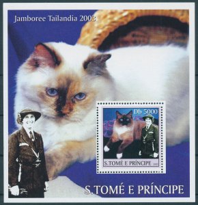 Sao Tome & Principe 2003 MNH Cats Stamps Scouting Ovale Baden-Powell 1v S/S