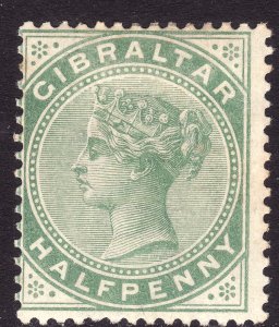 1887 Gibraltar Queen Victoria QV Half Penny MMH Sc# 8 CV $18.50