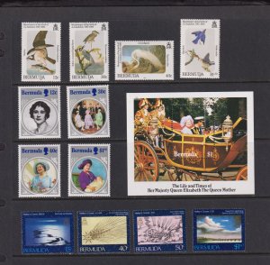 Bermuda - 3 mint sets - Audubon, Queen Mother, Halley's Comet - cat. $ 33.35