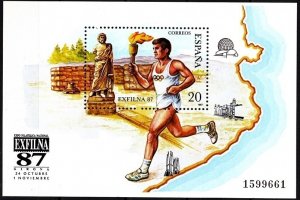 SPAIN 1987 Philately: Stamp Expo EXFILNA'87. Olympic Torch, Antic Statue...